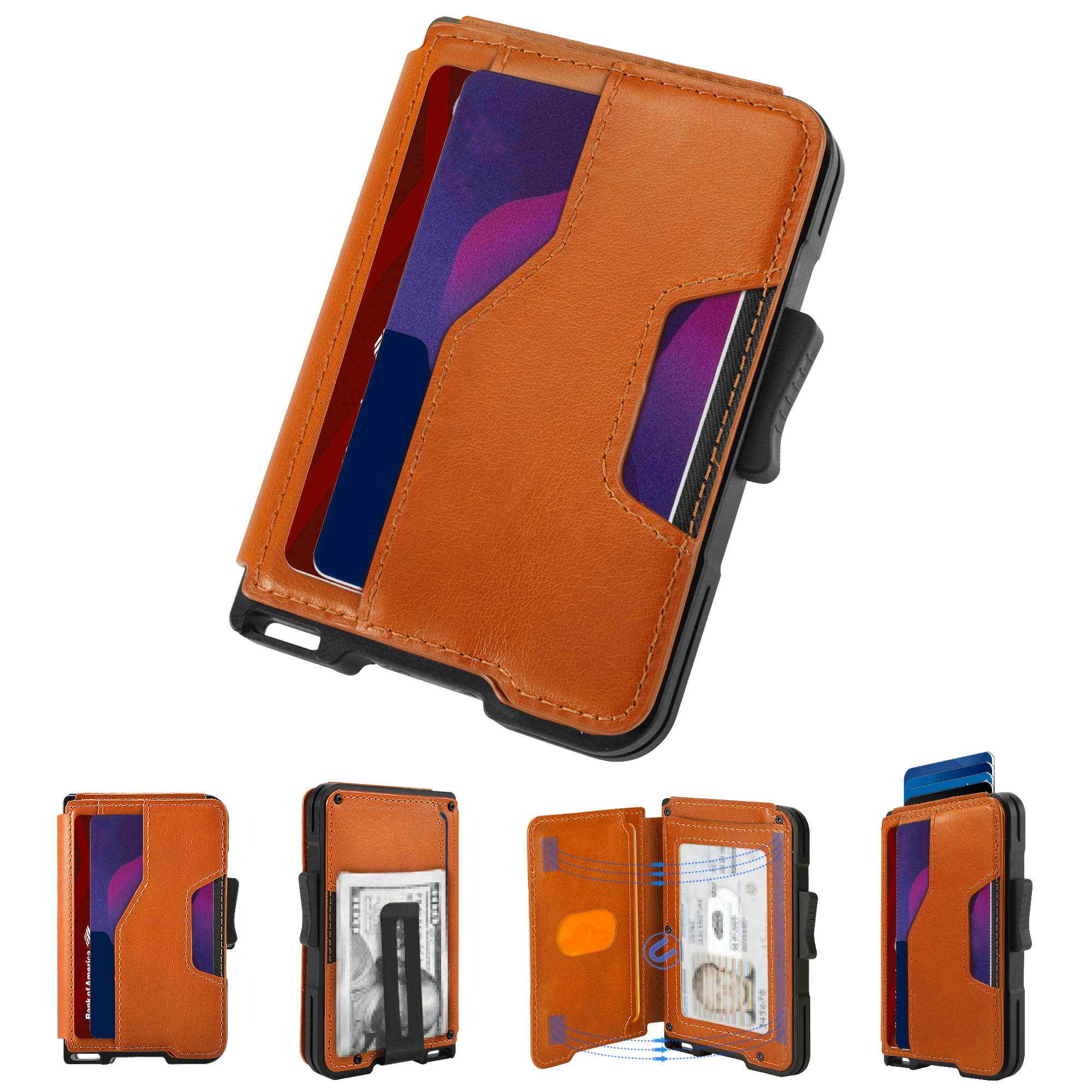 Slim Leather Wallet for Men with Pop-Up Card Holder & RFID