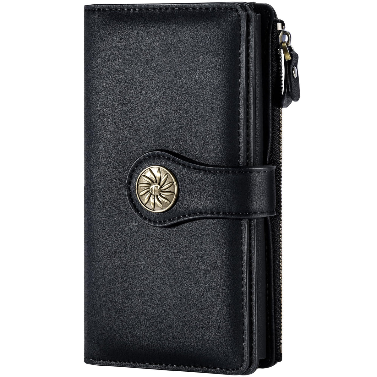 Women's Trifold Wallet RFID Blocking – Large Capacity Clutch Wallet with Zipper Pocket & Card Holder