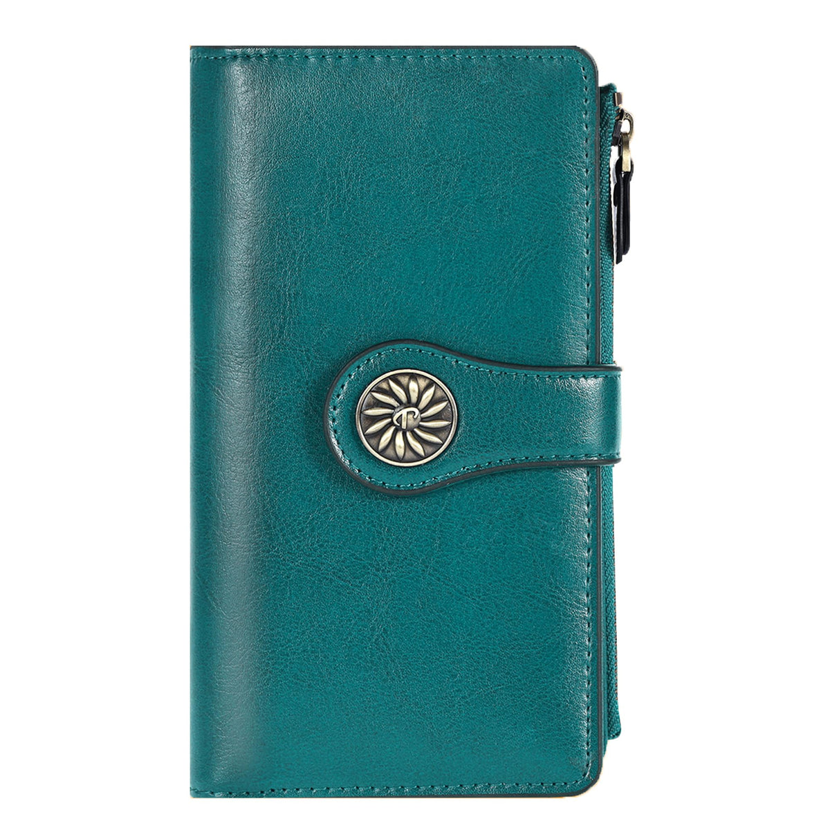 Women's Trifold Wallet RFID Blocking – Large Capacity Clutch Wallet with Zipper Pocket & Card Holder