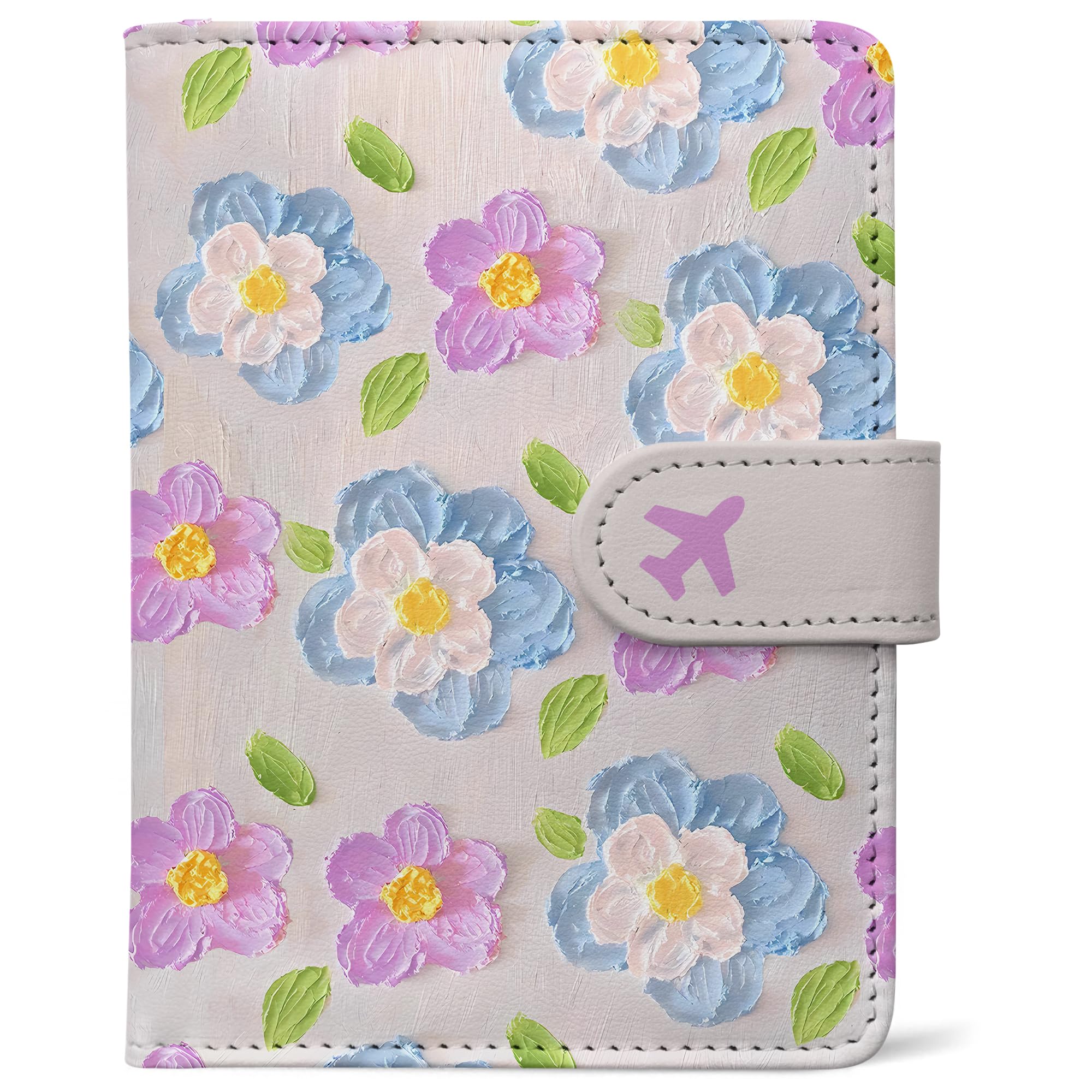 RFID Leather Passport Holder Travel Wallet with Magnetic Closure