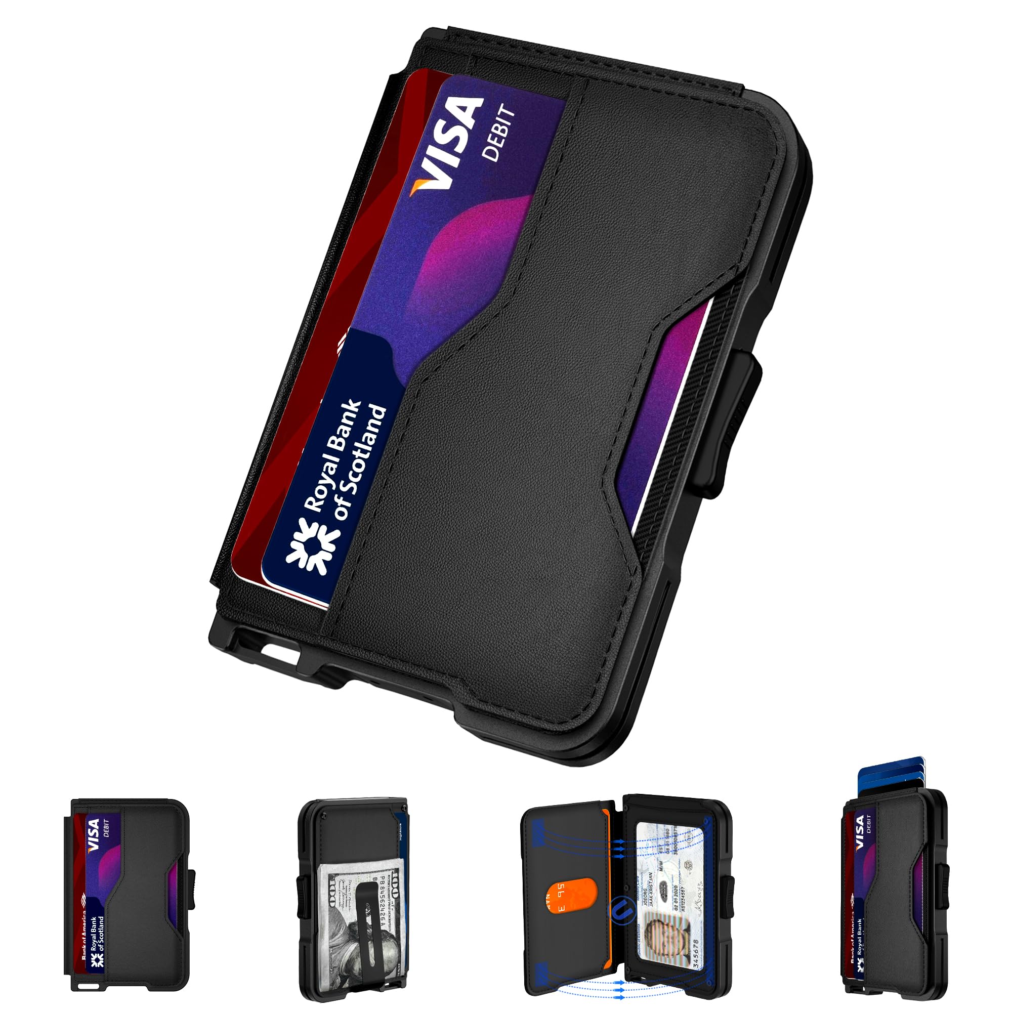 Slim Leather Wallet for Men with Pop-Up Card Holder & RFID