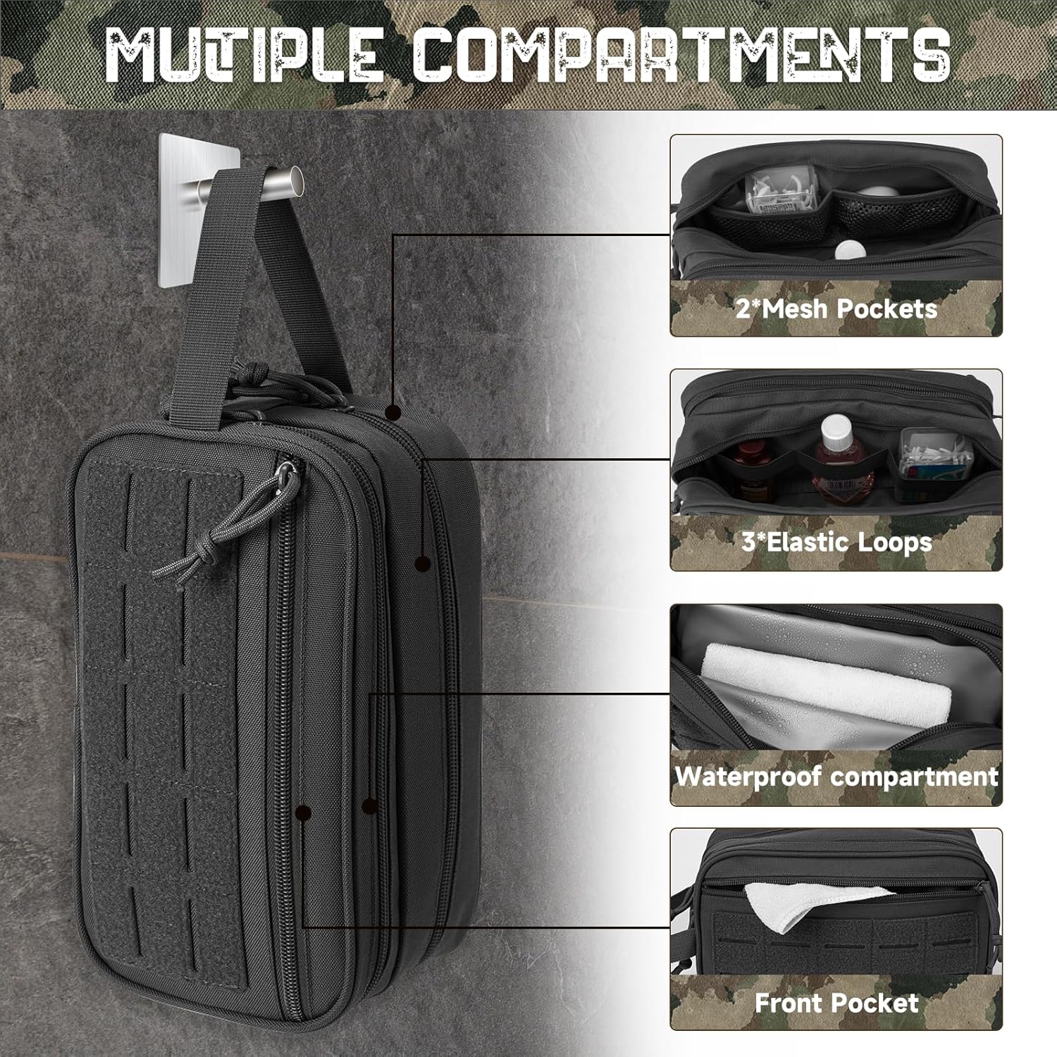 Tactical Toiletry Bag For Men Hygiene Bag EDC Military Tool Molle Pouches Small Dopp Kit Mens Shaving Kit Travel shower Bags