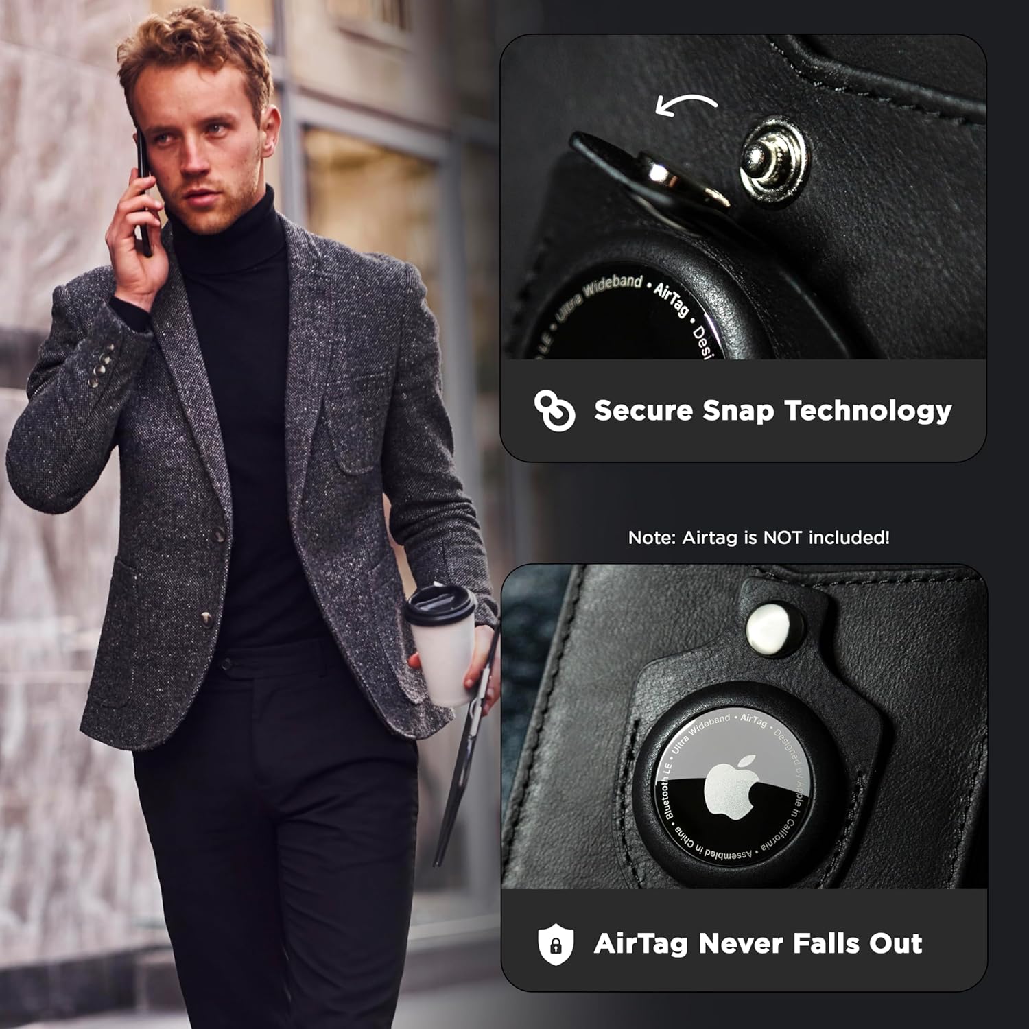 RFID Blocking AirTag Wallet – Slim Leather Wallet for Men with Money Clip & Card Slots