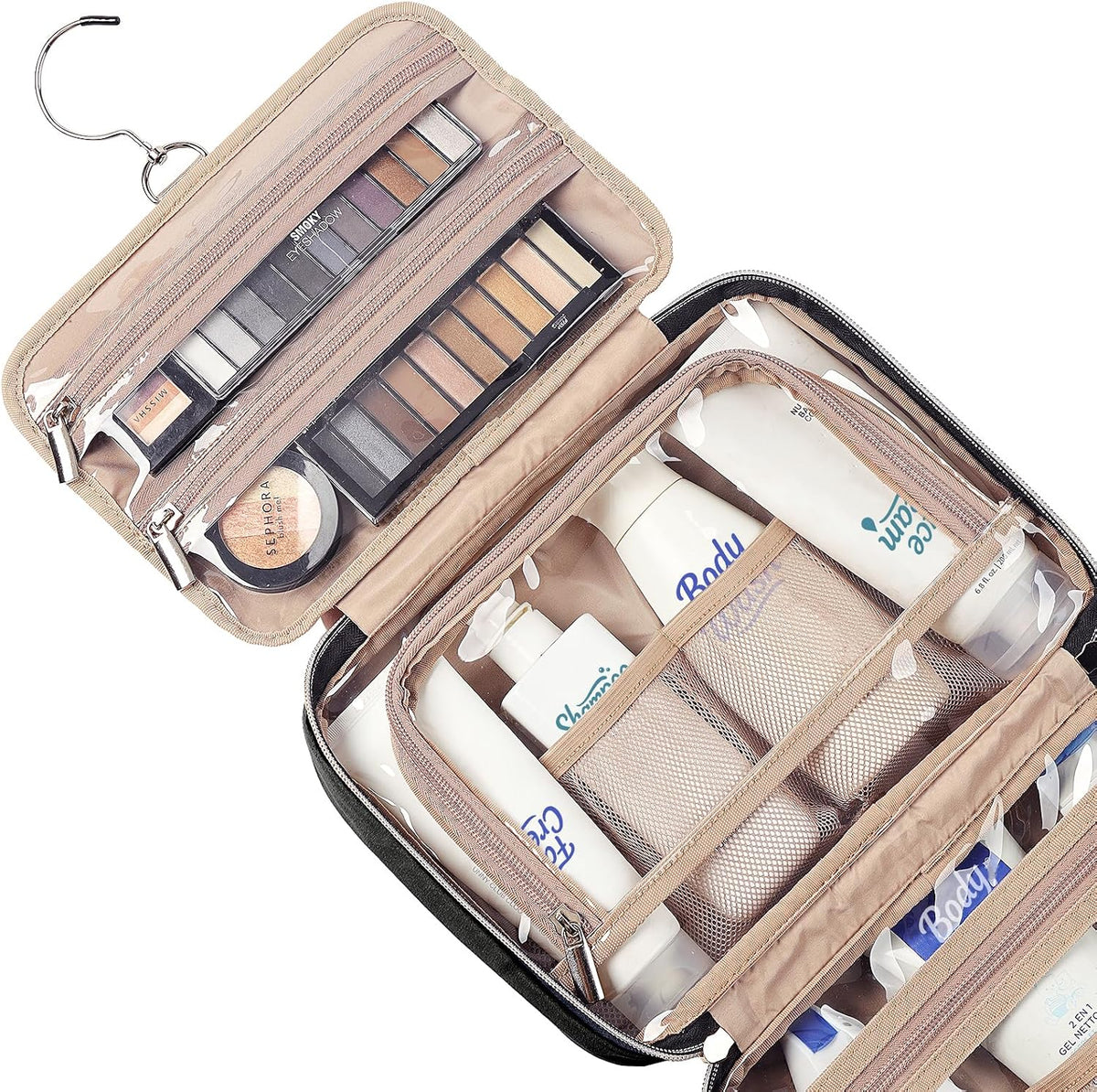 NISHEL Travel Toiletry Bag for women, Portable Hanging makeup Organizer