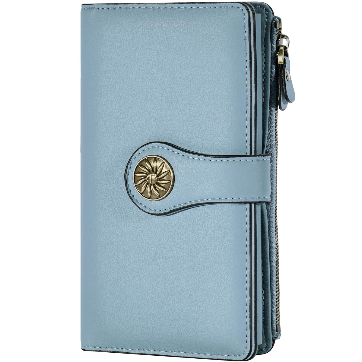 Women's Trifold Wallet RFID Blocking – Large Capacity Clutch Wallet with Zipper Pocket & Card Holder