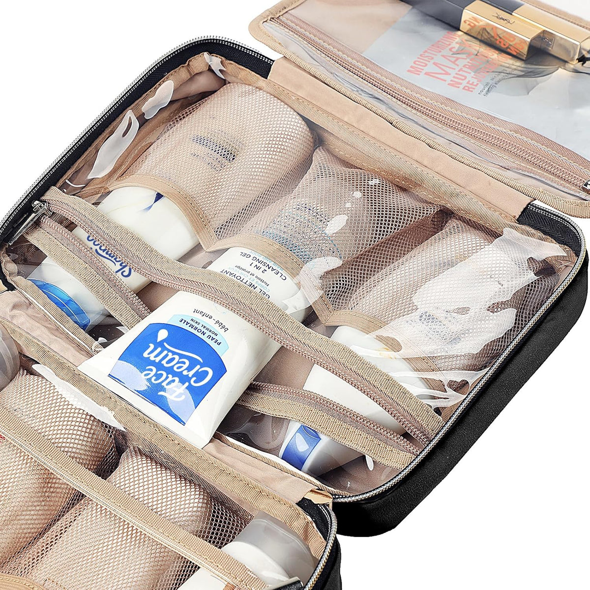 NISHEL Travel Toiletry Bag for women, Portable Hanging makeup Organizer