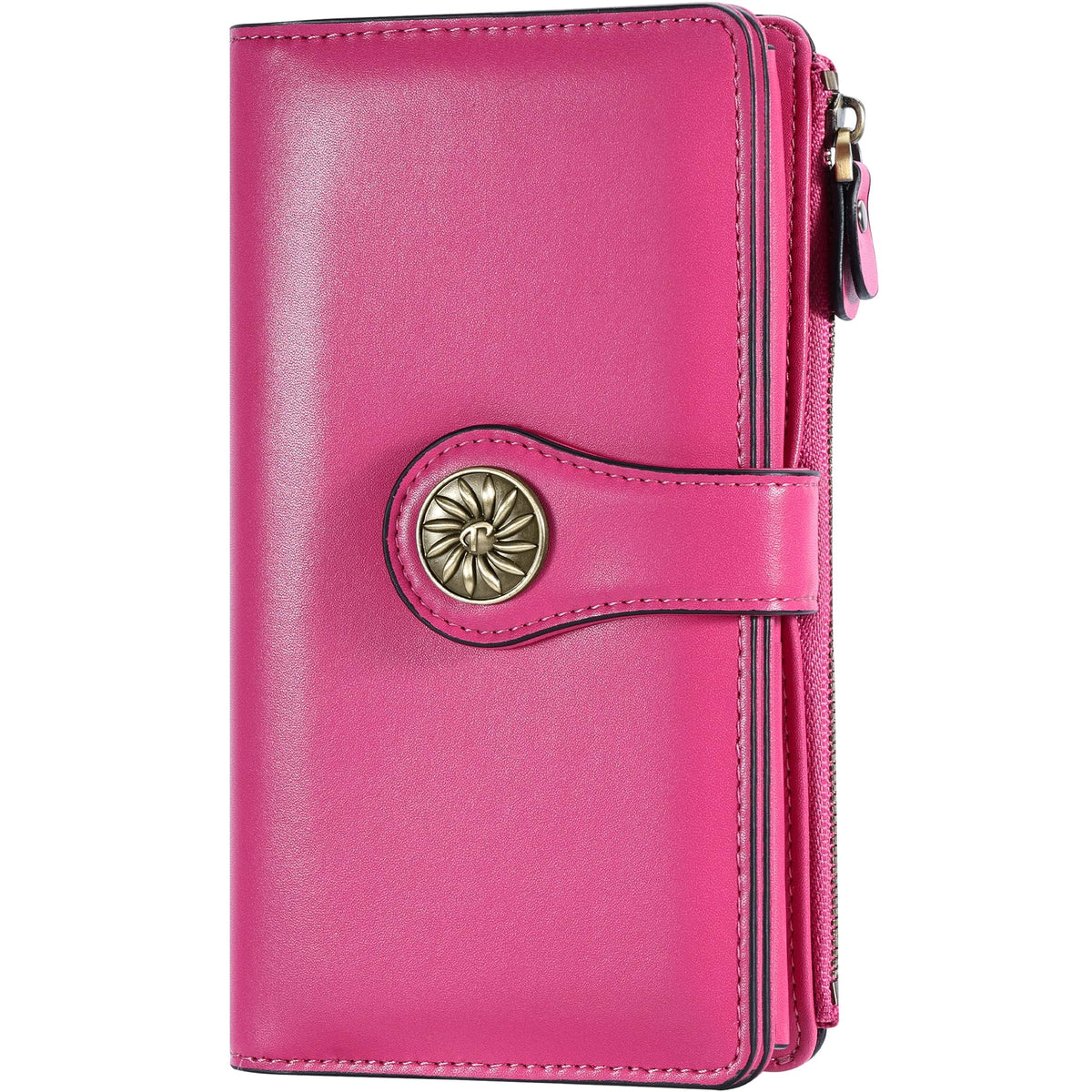 Women's Trifold Wallet RFID Blocking – Large Capacity Clutch Wallet with Zipper Pocket & Card Holder