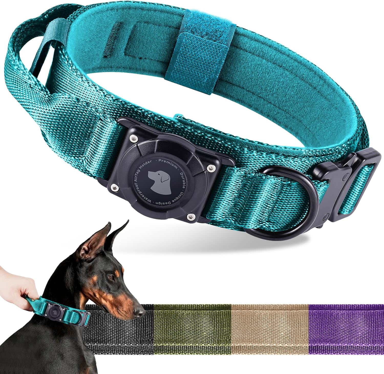 Tactical AirTag Dog Collar – Waterproof & Heavy Duty GPS