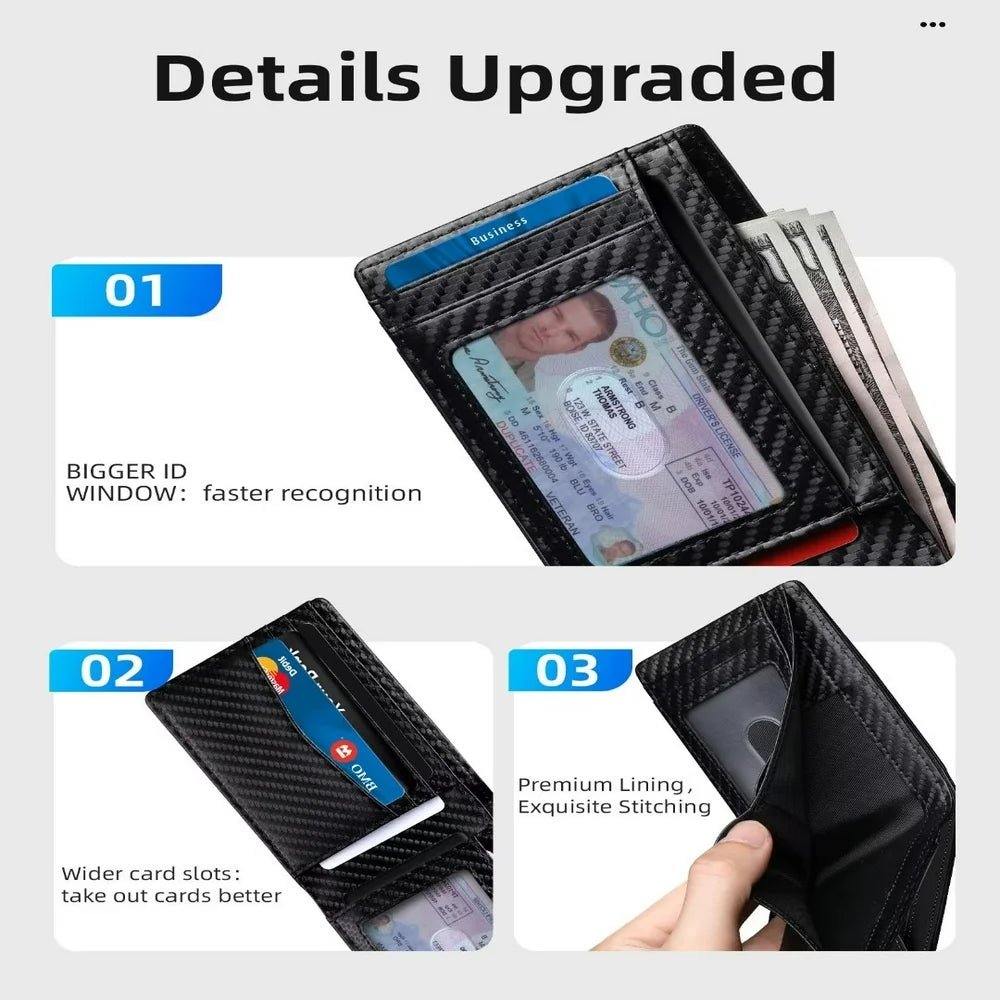 Abby Leather AirTag Wallet for Men - RFID Blocking, Minimalist Bifold with 10 Card Slots - Abbycart