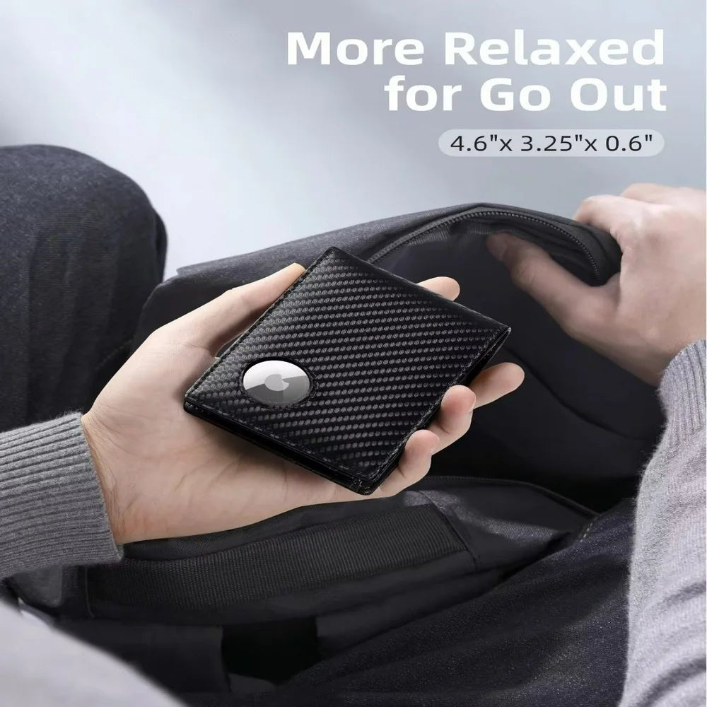 Abby Leather AirTag Wallet for Men - RFID Blocking, Minimalist Bifold with 10 Card Slots - Abbycart