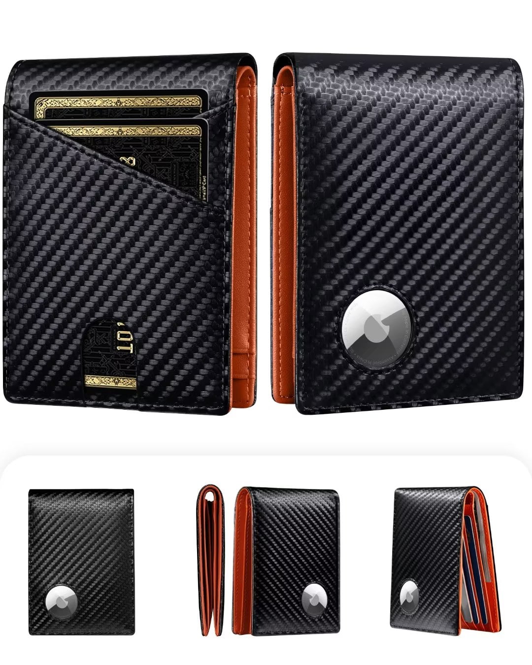 Abby Leather AirTag Wallet for Men - RFID Blocking, Minimalist Bifold with 10 Card Slots - Abbycart