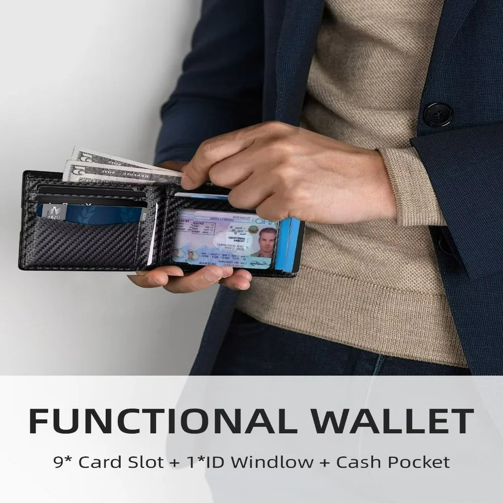 Abby Leather AirTag Wallet for Men - RFID Blocking, Minimalist Bifold with 10 Card Slots - Abbycart