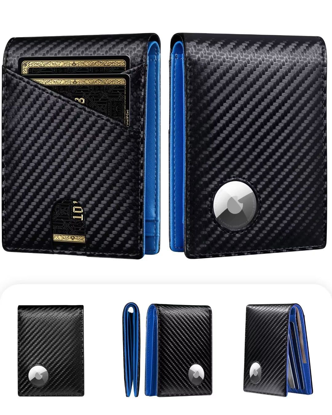 Abby Leather AirTag Wallet for Men - RFID Blocking, Minimalist Bifold with 10 Card Slots - Abbycart