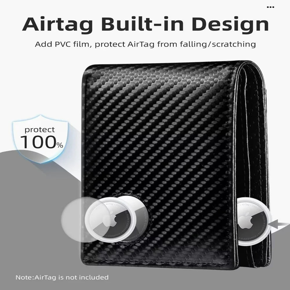Abby Leather AirTag Wallet for Men - RFID Blocking, Minimalist Bifold with 10 Card Slots - Abbycart