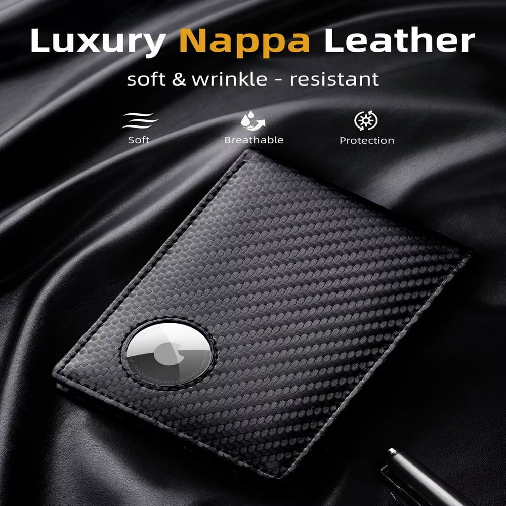 Abby Leather AirTag Wallet for Men - RFID Blocking, Minimalist Bifold with 10 Card Slots - Abbycart