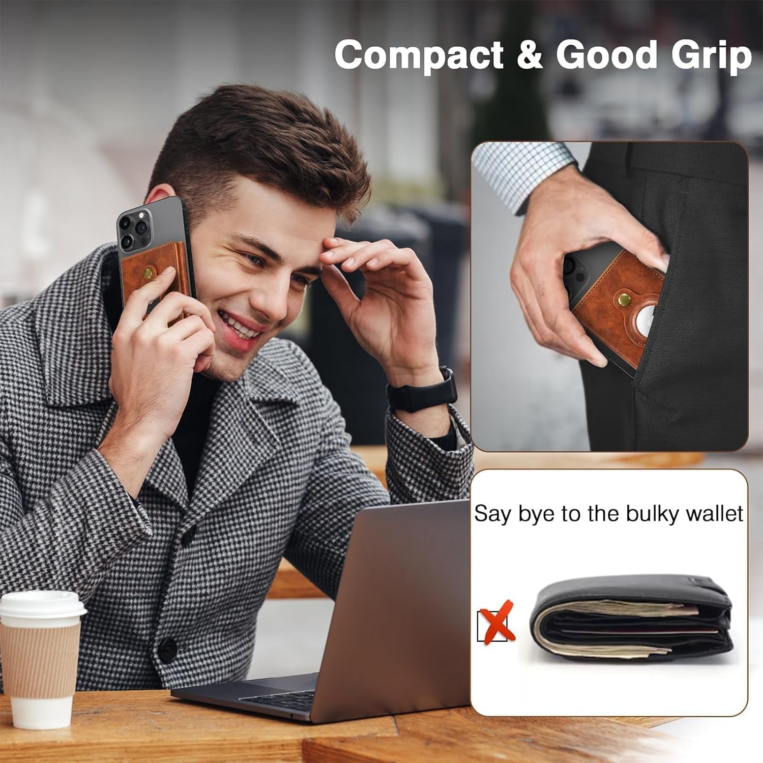 Abby Leather MagSafe Wallet with AirTag Holder - Secure Magnetic Card Storage & Adjustable Stand for iPhone - Abbycart