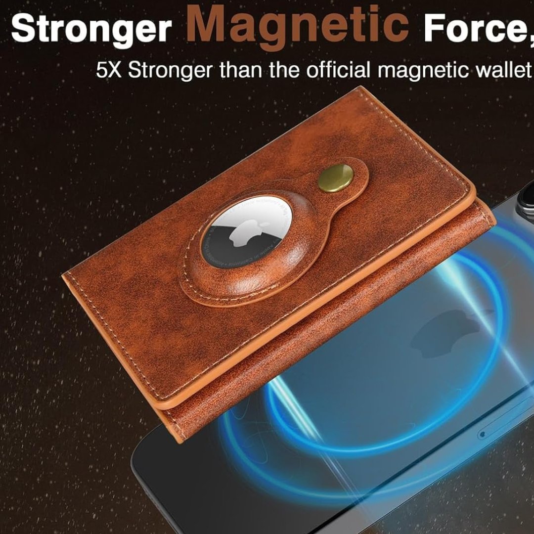 Abby Leather MagSafe Wallet with AirTag Holder - Secure Magnetic Card Storage & Adjustable Stand for iPhone - Abbycart