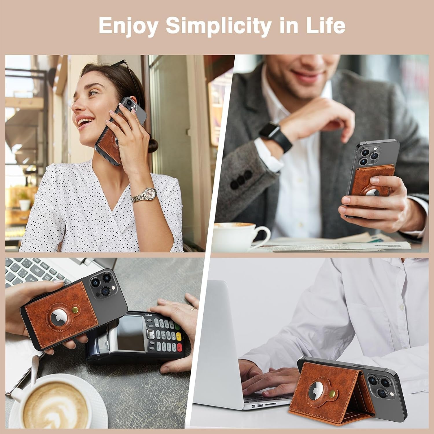 Abby Leather MagSafe Wallet with AirTag Holder - Secure Magnetic Card Storage & Adjustable Stand for iPhone - Abbycart