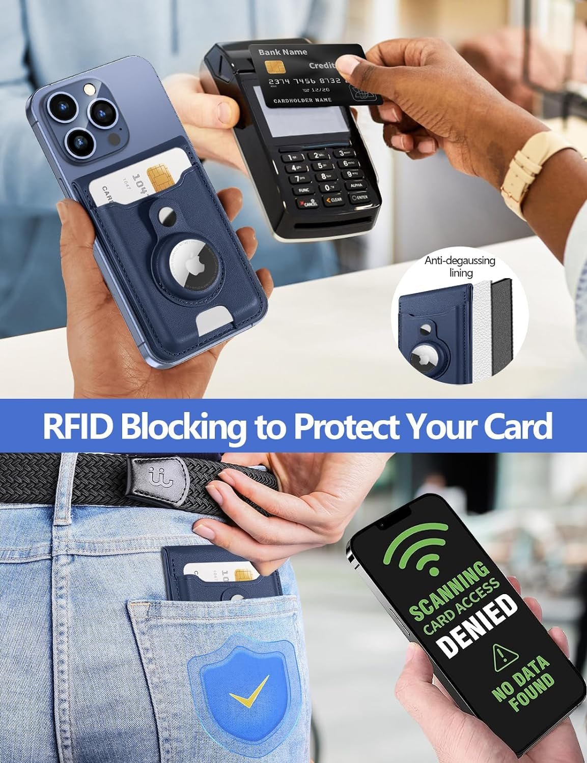 ABBY RFID Blocking Magnetic Wallet Stand with Airtag Holder - Compatible with iPhone 12/13/14/15 MagSafe Series - Abbycart