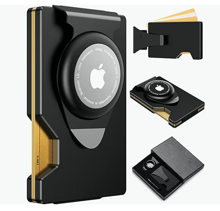 Abby AirTag Wallet Slim RFID Minimalist Metal Card Holder Money Clip