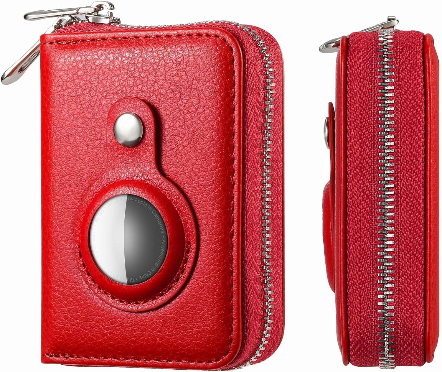 ABBY's RFID Blocking AirTag Wallet for Women - Slim Rose Gold PU Leather Zipper Wallet - Abbycart