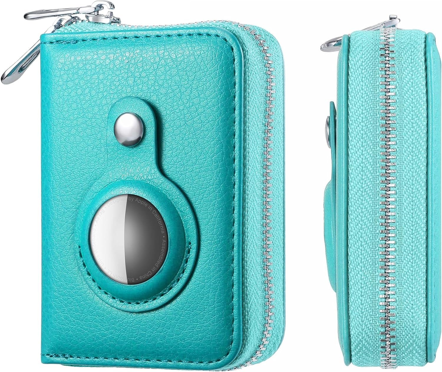 ABBY's RFID Blocking AirTag Wallet for Women - Slim Rose Gold PU Leather Zipper Wallet - Abbycart