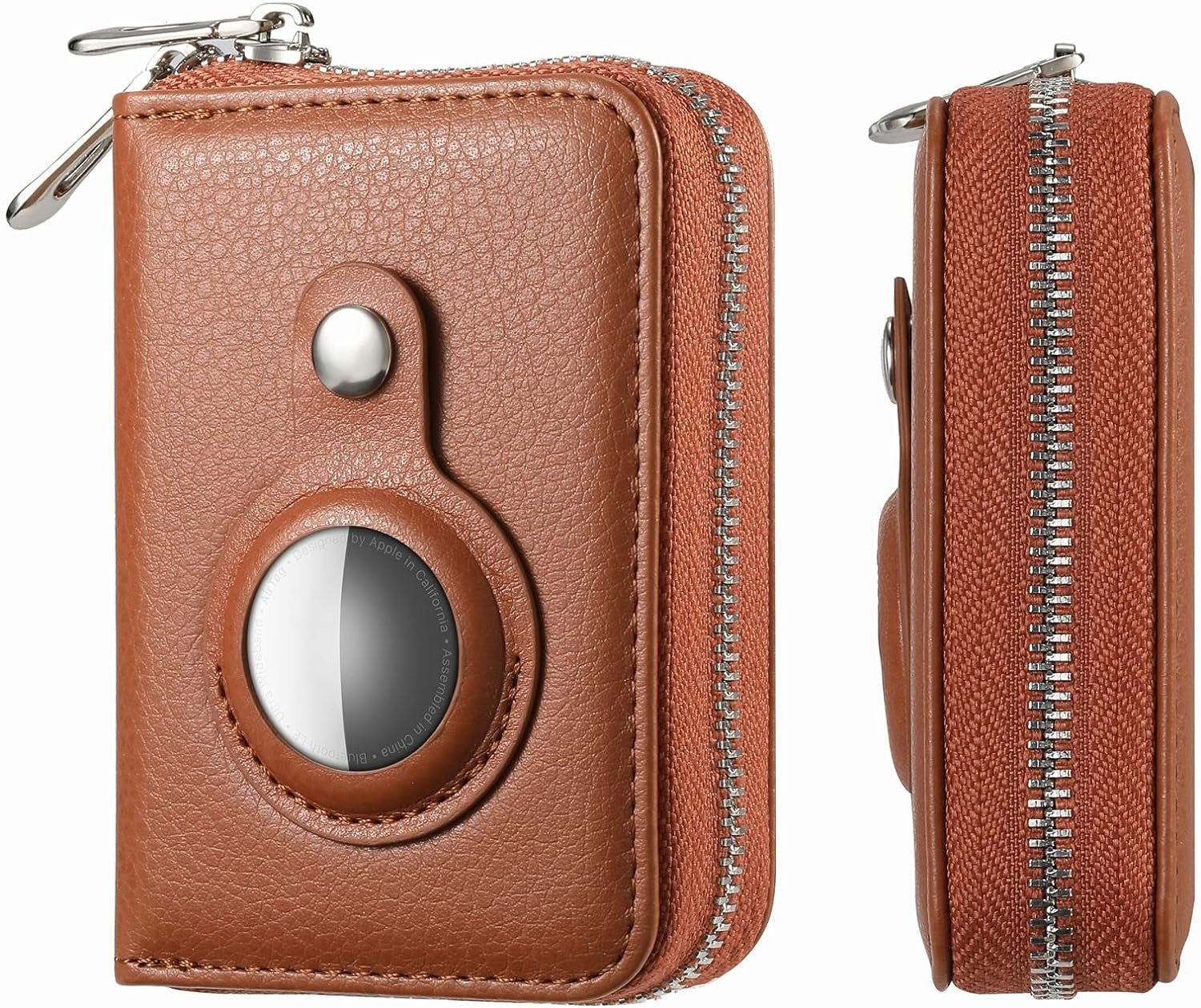 ABBY's RFID Blocking AirTag Wallet for Women - Slim Rose Gold PU Leather Zipper Wallet - Abbycart