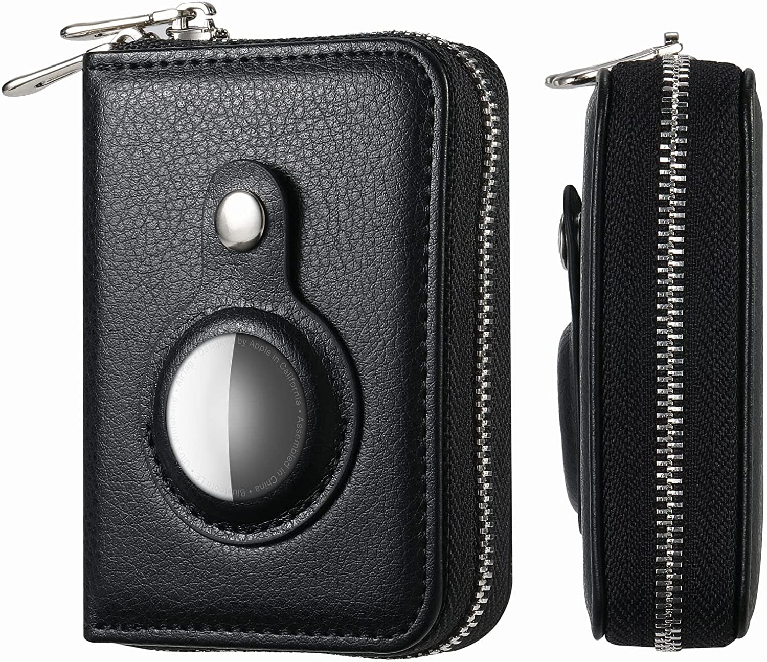 ABBY's RFID Blocking AirTag Wallet for Women - Slim Rose Gold PU Leather Zipper Wallet - Abbycart