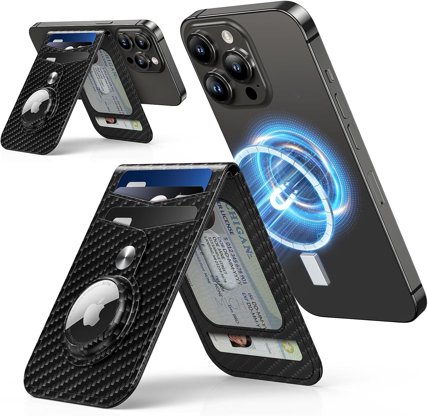 Abby's RFID - Blocking MagSafe Wallet Stand - Vegan Leather Magnetic Card Holder for iPhone 12/13/14/15 - Abbycart