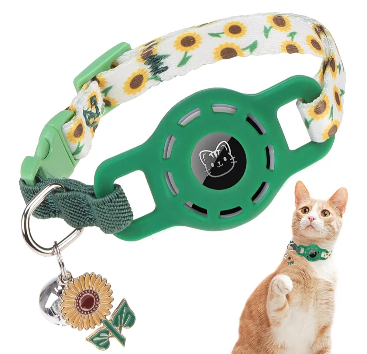 Adjustable Breakaway Cat Collar with AirTag Holder and Bell - Safe & Stylish
