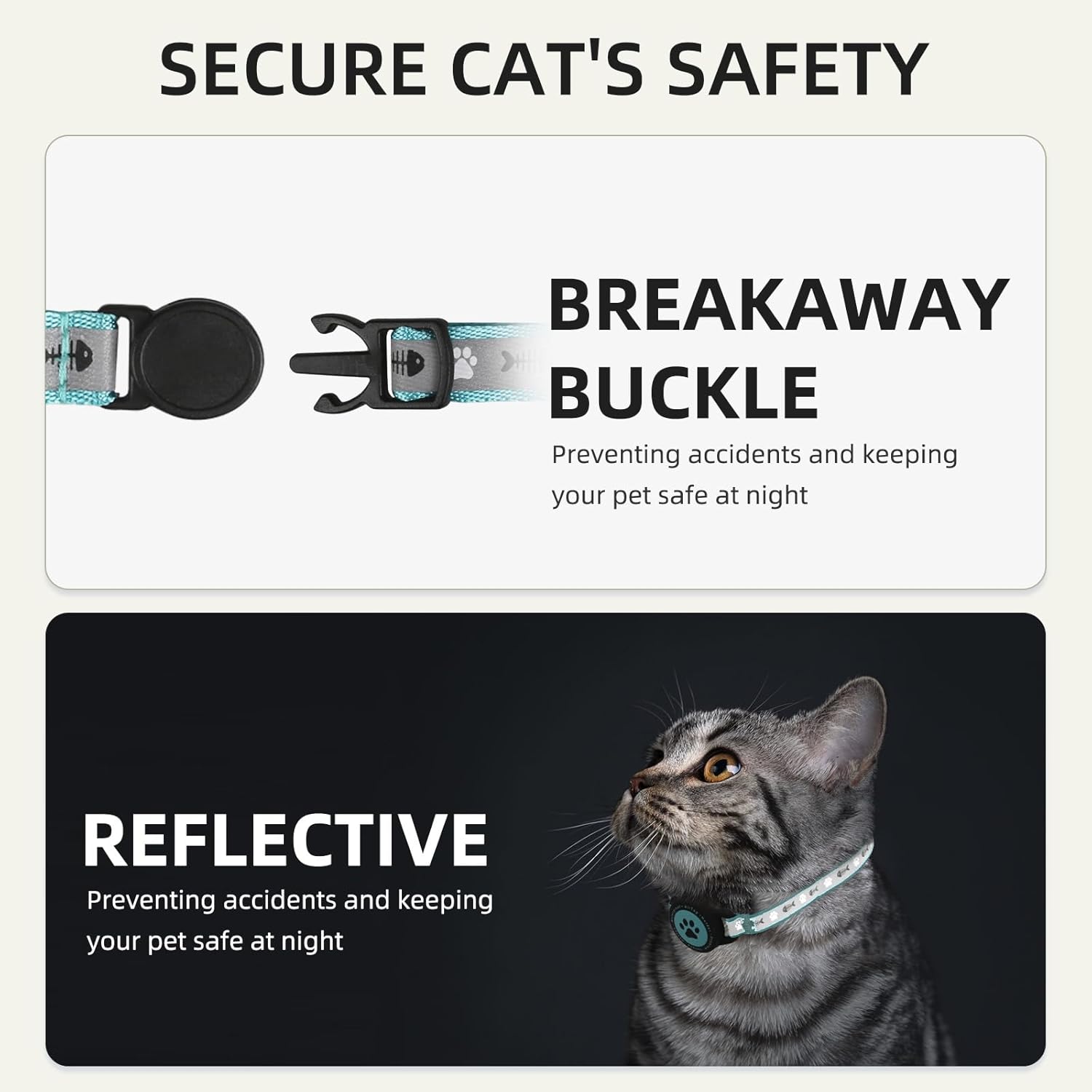 Air Tag Cat Collar Reflective Breakaway Safe Kitten GPS Holder