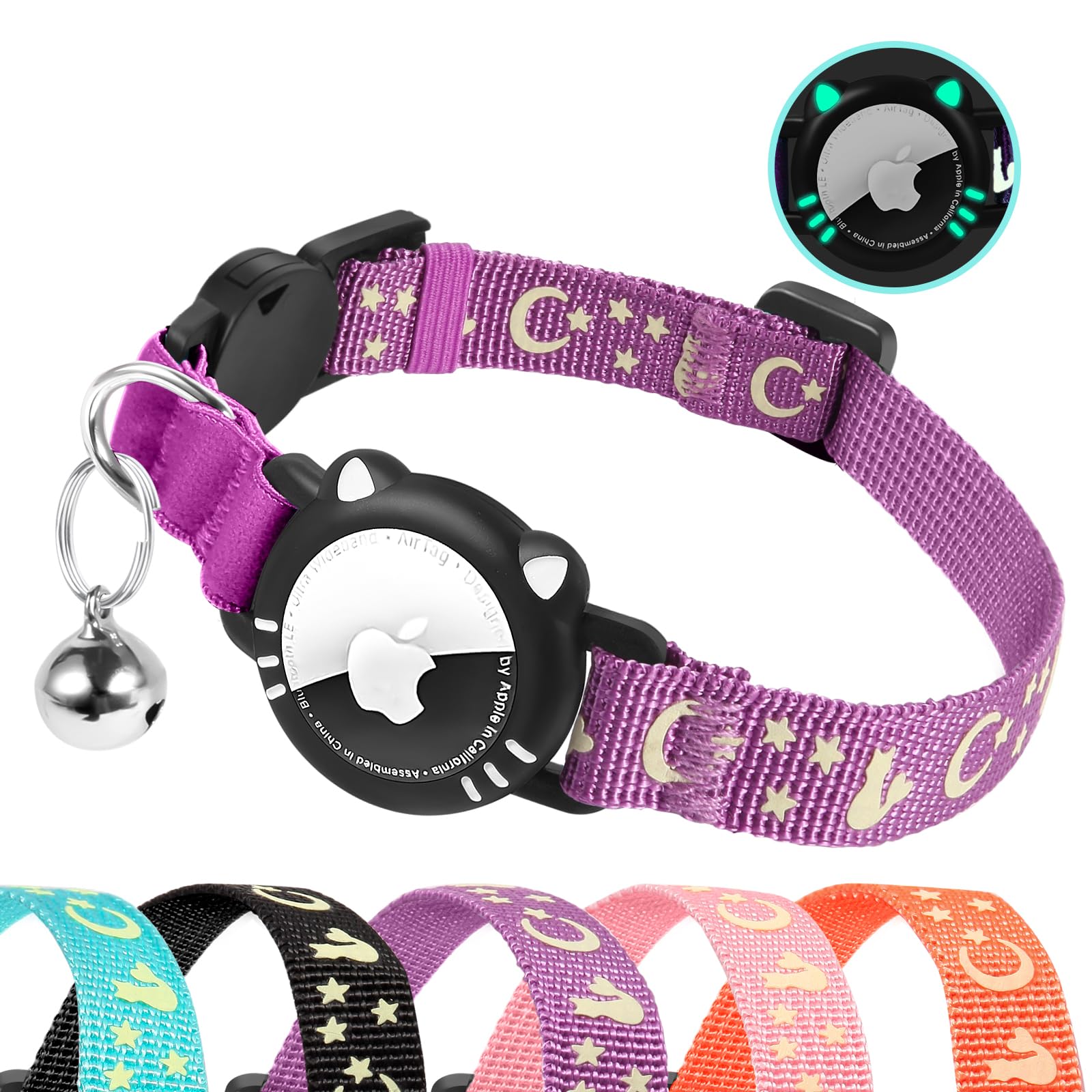 Air Tag Cat Collar Reflective Breakaway with Bell Adjustable
