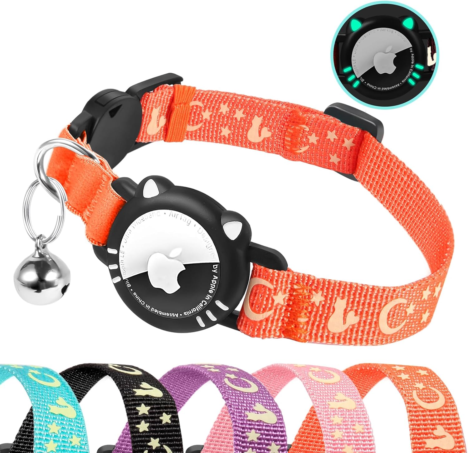 Air Tag Cat Collar Reflective Breakaway with Bell Adjustable