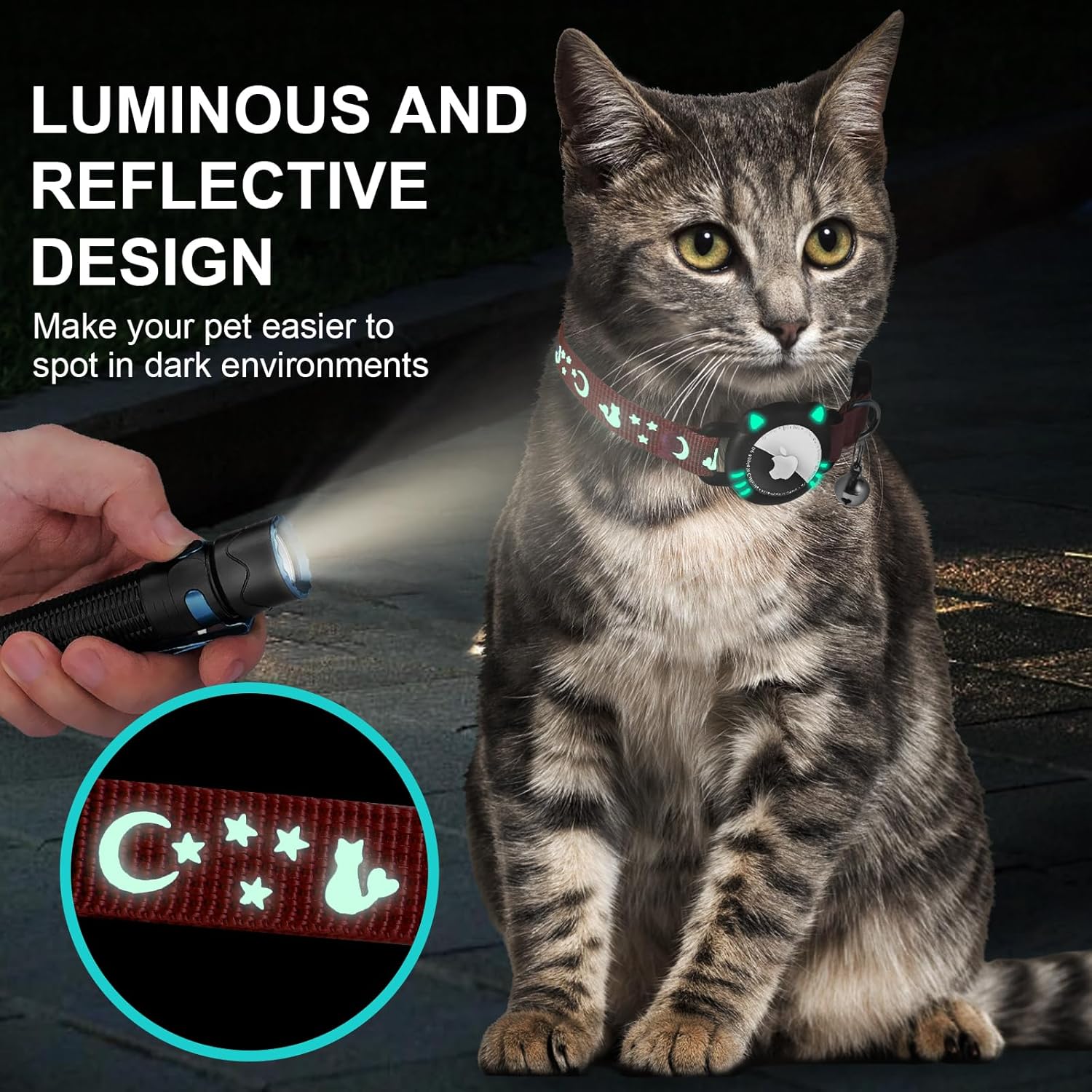 Air Tag Cat Collar Reflective Breakaway with Bell Adjustable