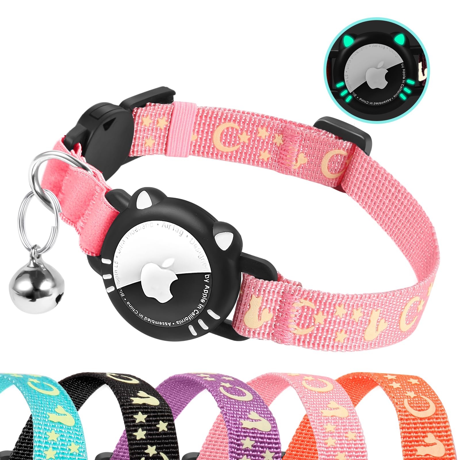 Air Tag Cat Collar Reflective Breakaway with Bell Adjustable