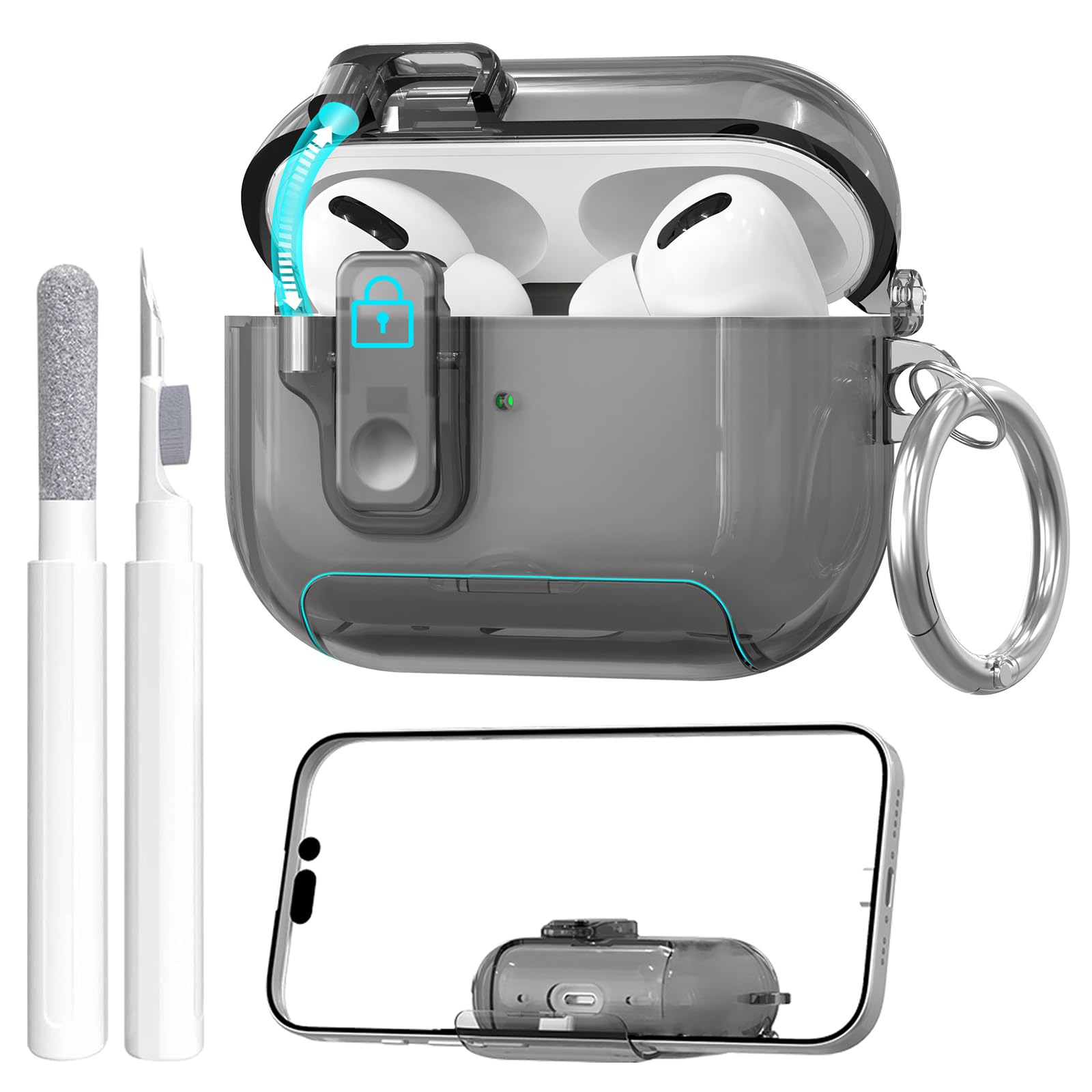AirPods Pro 3 Case Shockproof Cover with Stand & Keychain