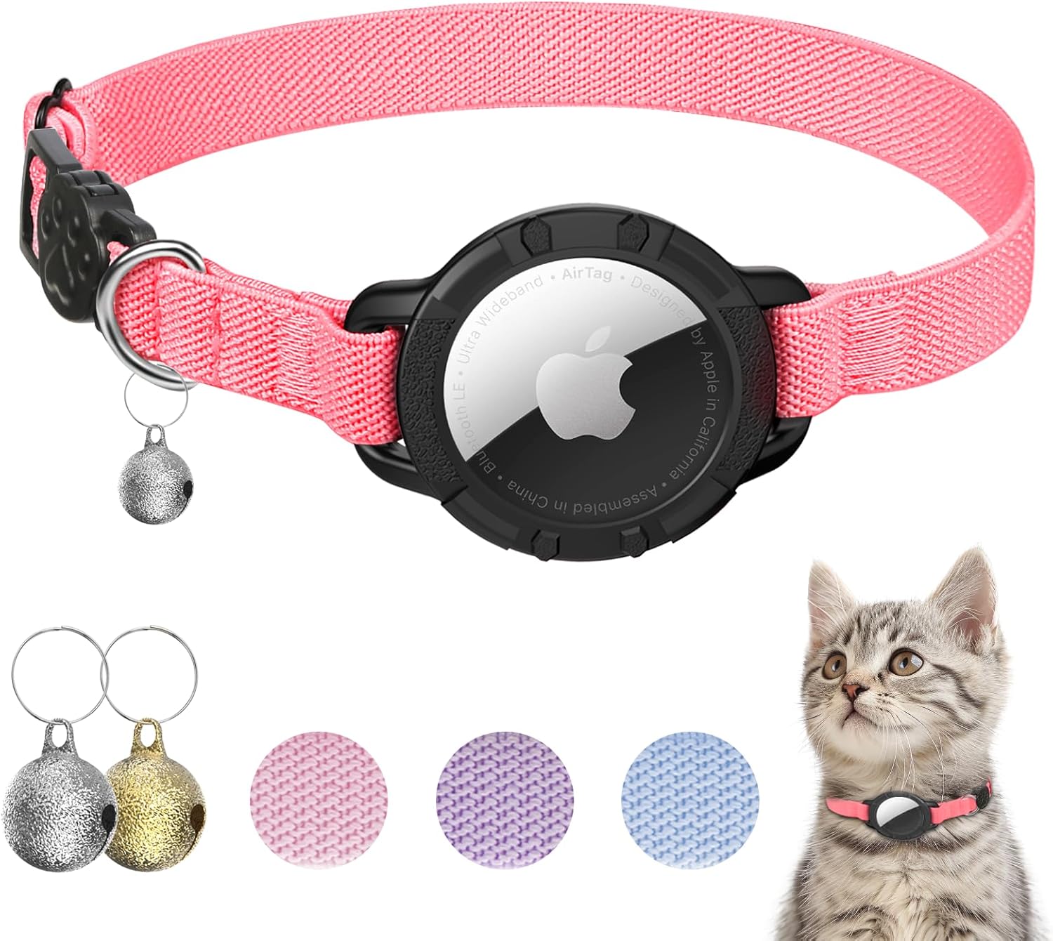 AirTag Cat Collar – Breakaway GPS Collar with Bell for Cats