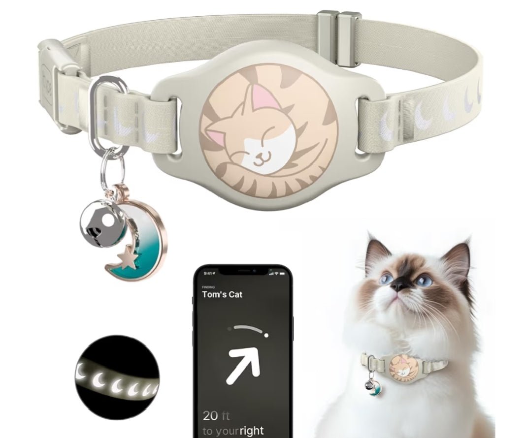 AirTag Cat Collar Breakaway Reflective Waterproof GPS Bell