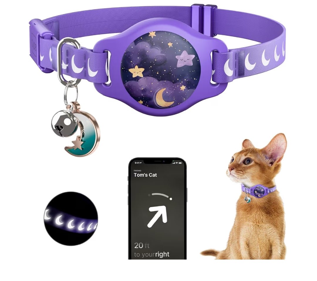 AirTag Cat Collar Breakaway Reflective Waterproof GPS Bell