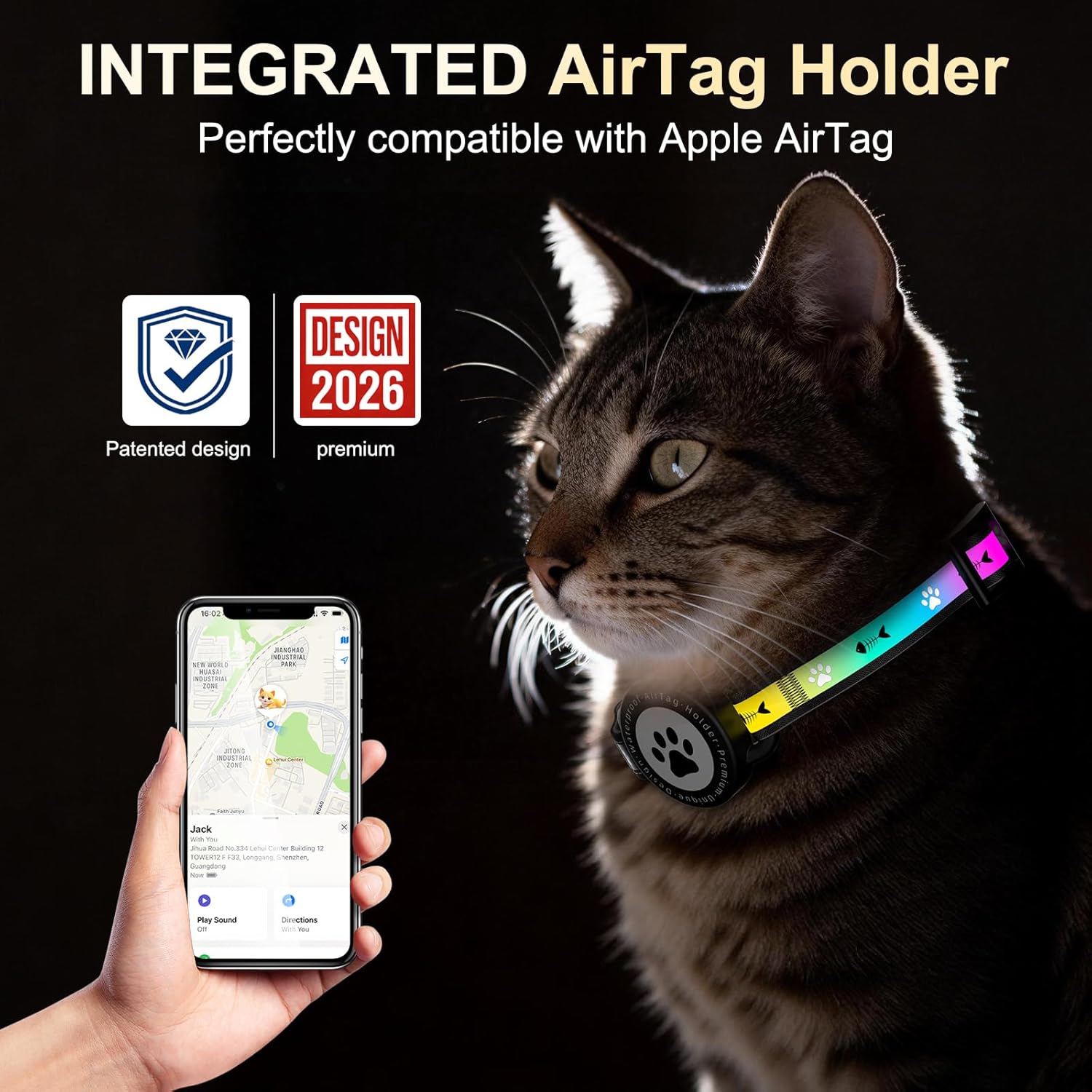 AirTag Cat Collar Reflective Breakaway Adjustable with Bell