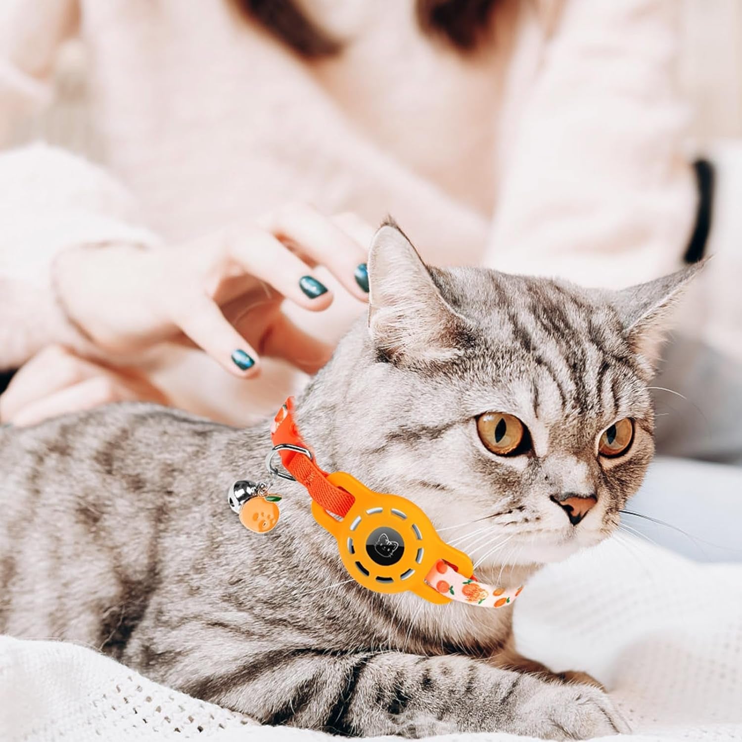 Adjustable Breakaway Cat Collar with AirTag Holder and Bell - Safe & Stylish