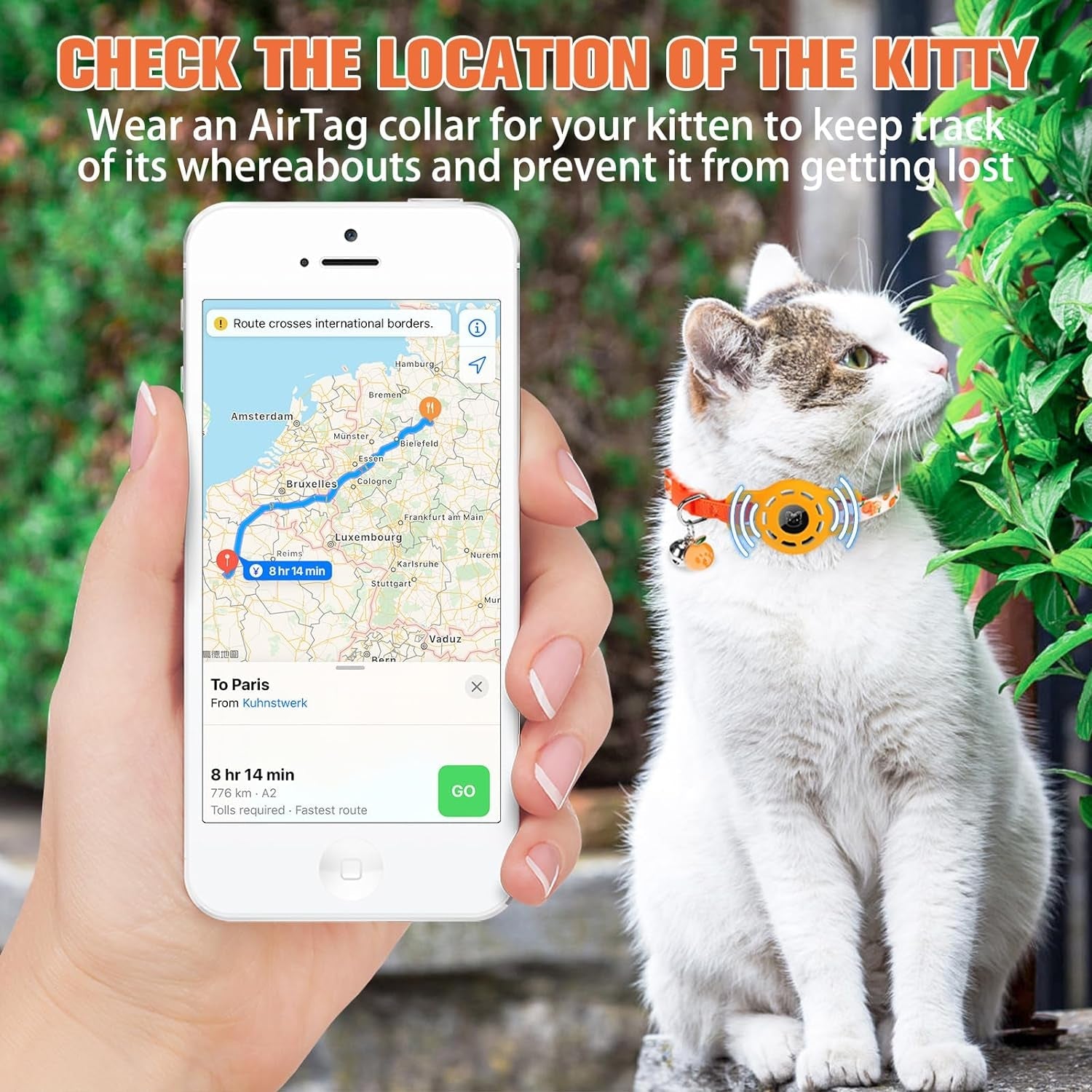 Adjustable Breakaway Cat Collar with AirTag Holder and Bell - Safe & Stylish
