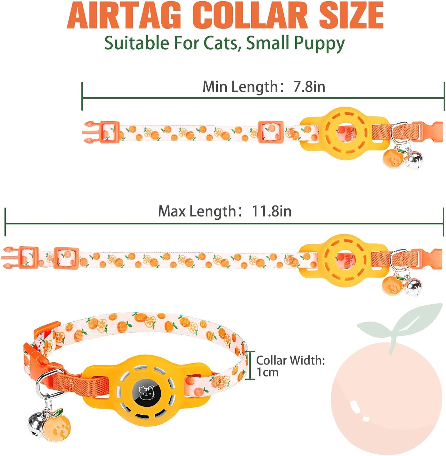Adjustable Breakaway Cat Collar with AirTag Holder and Bell - Safe & Stylish
