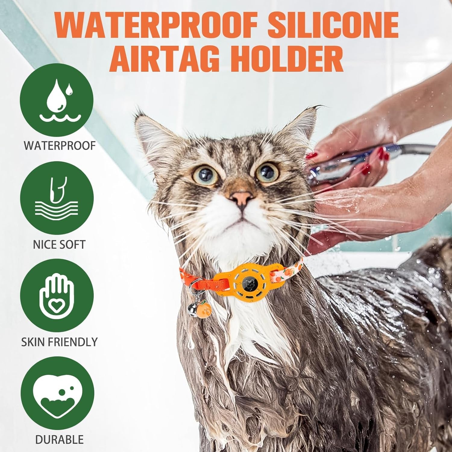 Adjustable Breakaway Cat Collar with AirTag Holder and Bell - Safe & Stylish