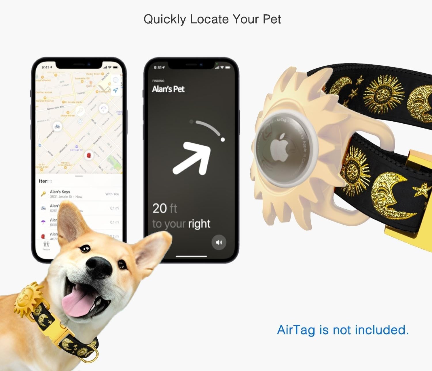 Airtag Dog Collar - GPS Tracker for Large, Medium, and Small Dogs - Abbycart