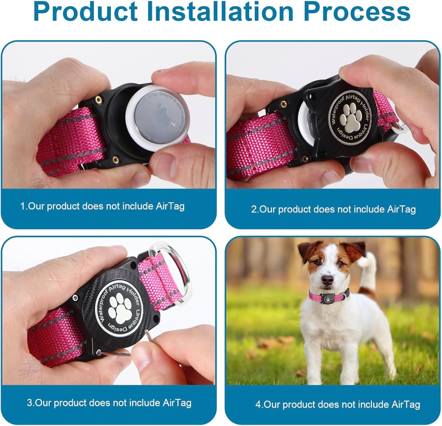 Airtag Dog Collar – Waterproof Reflective Nylon Collar with Airtag Holder, Adjustable for Small to Large Dogs, Luminous Design for Night Safety - Abbycart