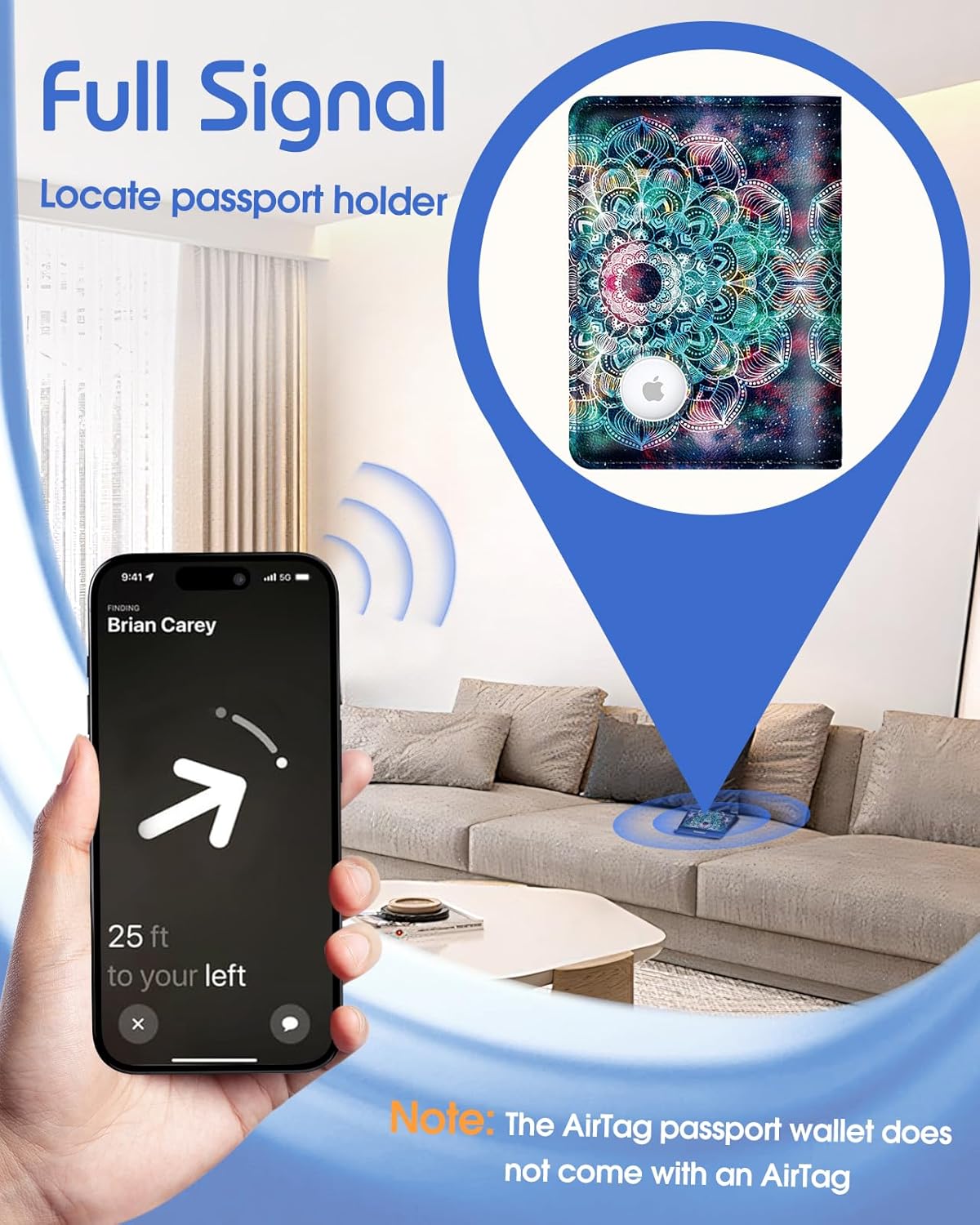 AirTag Passport Holder – RFID Blocking Leather Travel Wallet - Abbycart
