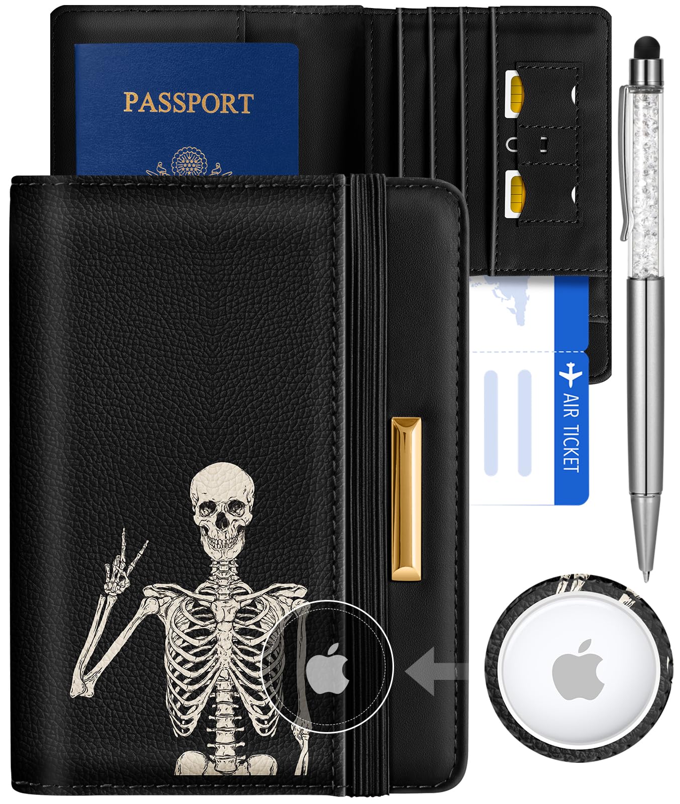 AirTag Passport Holder – RFID Blocking Leather Travel Wallet - Abbycart