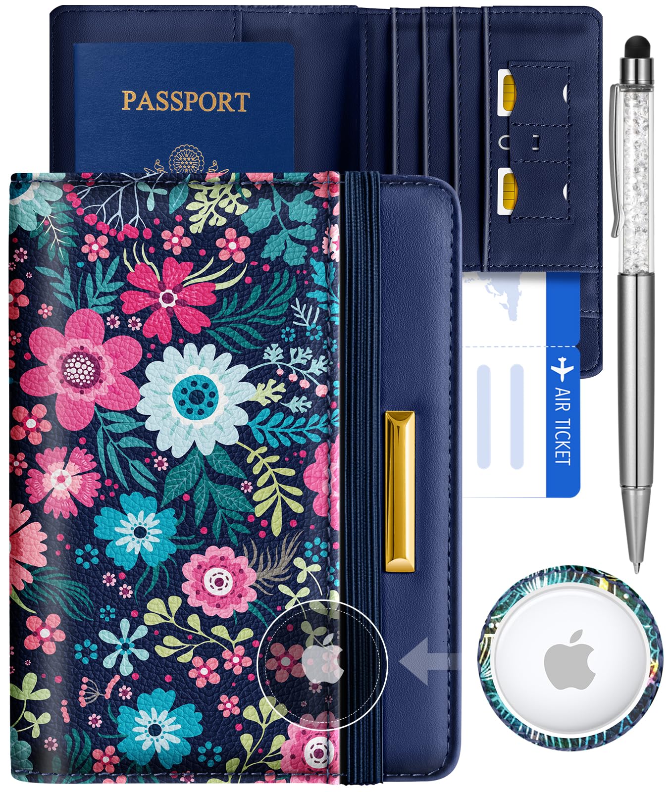 AirTag Passport Holder – RFID Blocking Leather Travel Wallet - Abbycart