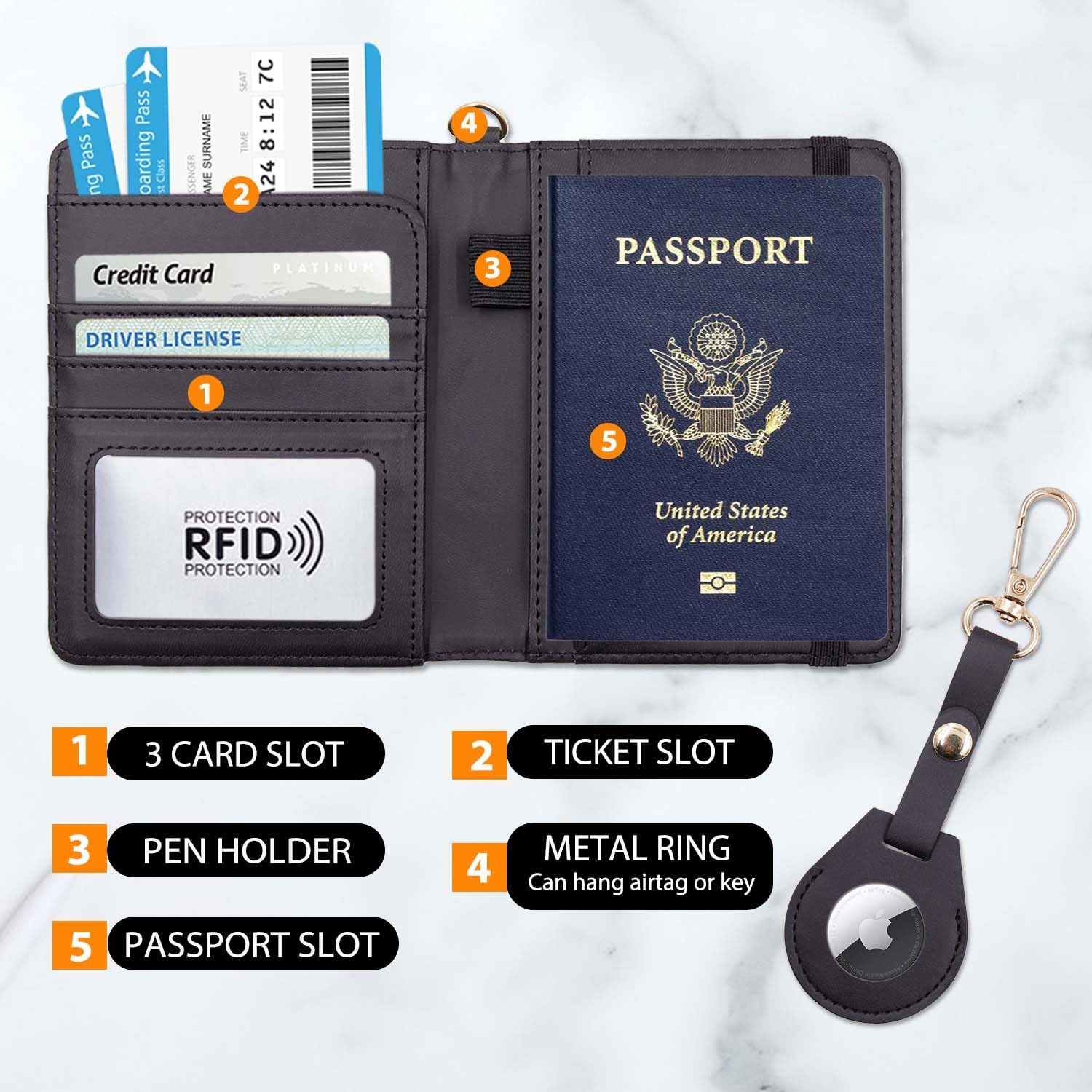 AirTag Passport Holder – RFID Blocking Travel Wallet for Women & Men - Abbycart